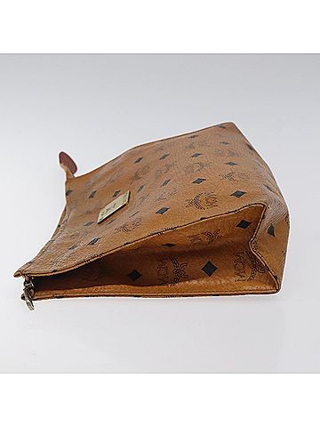 MCM Visetos Brown Leather Clutch Bag (view 2)