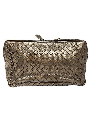 Bottega Veneta Gold Leather Clutch Bag (view 1)