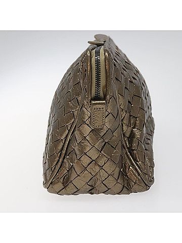 Bottega Veneta Gold Leather Clutch Bag (view 2)