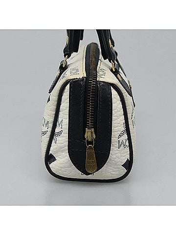 MCM Visetos White Canvas Handbag (view 2)