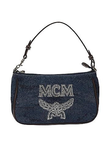 MCM Visetos Navy Canvas Handbag (view 1)