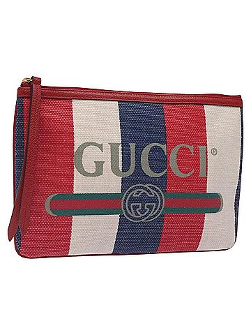 Gucci Baiedera Red Canvas Clutch Bag (view 1)