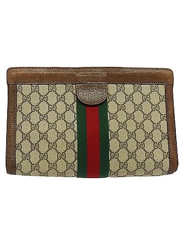 Gucci Ophidia Beige Canvas Clutch Bag (view 1)