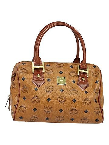 MCM Visetos Brown Canvas Handbag (view 1)