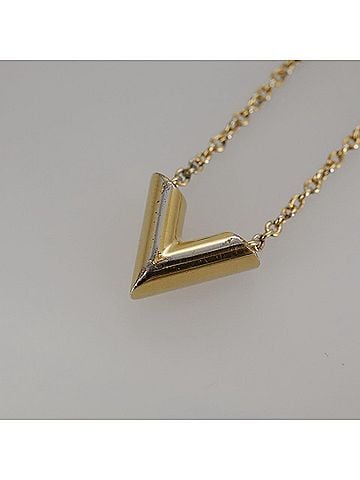 Louis Vuitton Essential V Gold Metal Necklace Jewelry (view 2)