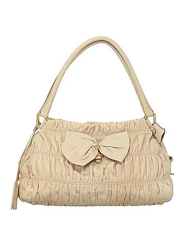 Prada Ribbon Beige Leather Shoulder Bag (view 1)