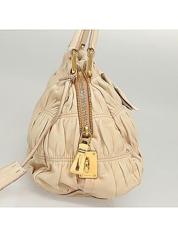 Prada Ribbon Beige Leather Shoulder Bag (view 2)