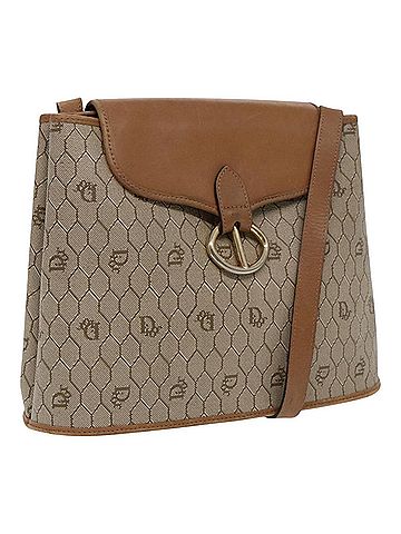 Dior Honeycomb Beige Canvas Shoulder Bag (view 1)