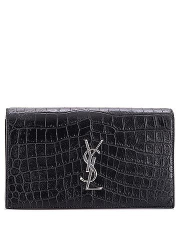 Saint Laurent Classic Monogram Clutch Crocodile Embossed Leather Large (view 1)