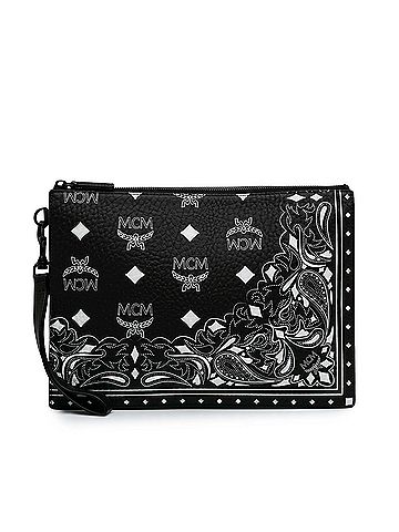 MCM Medium Visetos Coated Canvas Bandana Aren Zip Pouch (view 1)