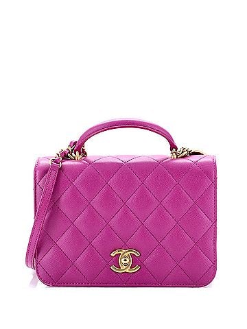 Chanel CC Top Handle Chain Full Flap Bag Quilted Caviar Small (view 1)