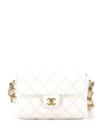 Chanel CC Adjustable Strap Flap Messenger Bag Quilted Caviar Small (view 1)
