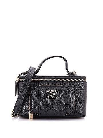 Chanel Business Affinity Top Handle Vanity Case with Chain Quilted Caviar Small (view 1)