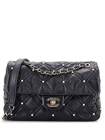 Chanel CC Flap Bag Pearl Studded Quilted Lambskin Medium (view 1)