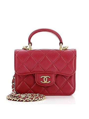 Chanel Top Handle Flap Coin Purse with Chain Quilted Lambskin (view 1)