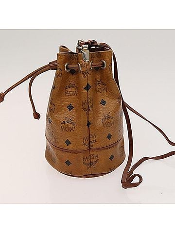 MCM Visetos Brown Canvas Shoulder Bag (view 2)