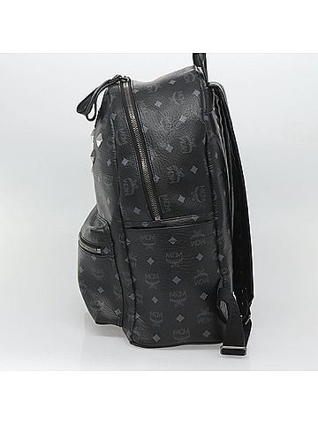 MCM Stark Visetos Black Canvas Backpack Bag (view 2)