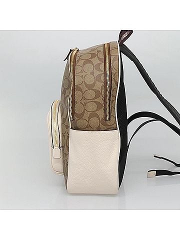 Coach Signature Beige Canvas Backpack Bag (view 2)