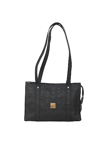 MCM Visetos Black Leather Shoulder Bag (view 1)