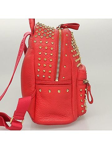 MCM Stark Red Leather Backpack Bag (view 2)