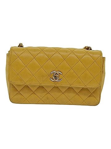 Chanel Single Flap Yellow Leather Shoulder Bag (view 1)