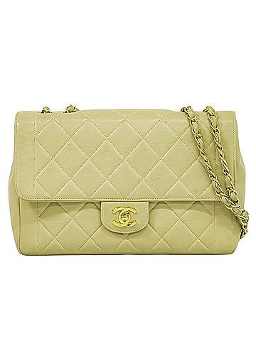 Chanel Flap Bag Beige Leather Shoulder Bag (view 1)