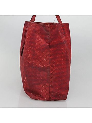 Bottega Veneta Intrecciolusion Red Nylon Tote Bag (view 2)