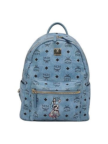 MCM Stark Visetos Blue Canvas Backpack Bag (view 1)