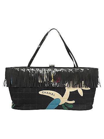 Chanel Chocolate Bar Black Canvas Handbag (view 1)