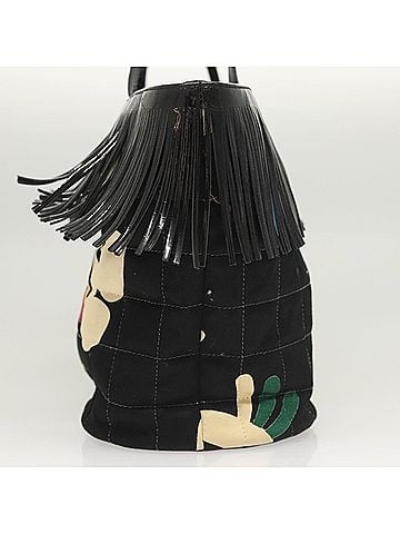 Chanel Chocolate Bar Black Canvas Handbag (view 2)
