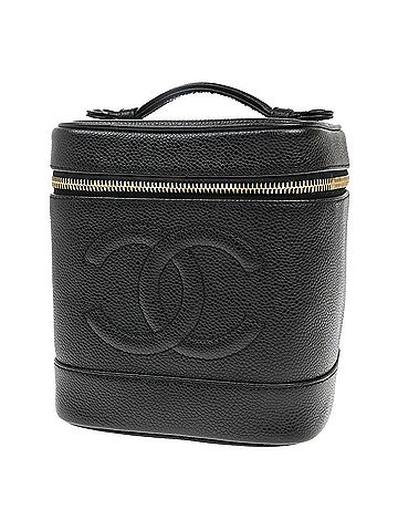 Chanel Vanity Black Leather Clutch Bag (view 1)
