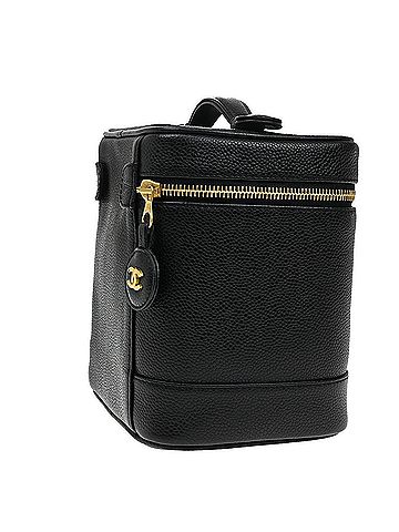 Chanel Vanity Black Leather Clutch Bag (view 2)