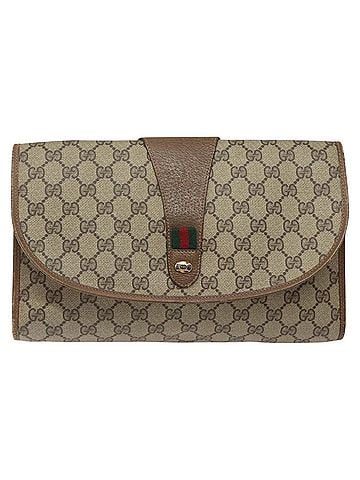 Gucci Ophidia Beige Canvas Clutch Bag (view 1)