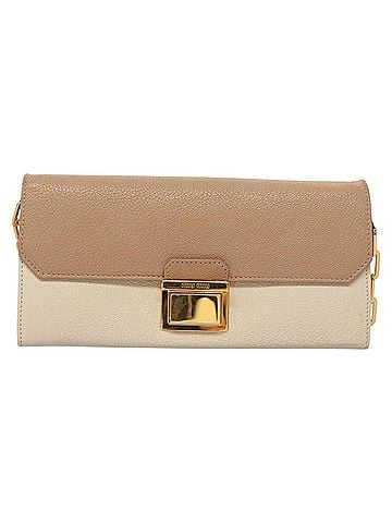 Miu Miu Madras Ecru Leather Wallet (view 1)