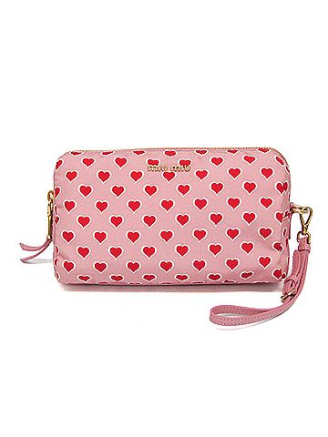 Miu Miu Pink Red Color White Nylon Pouch (view 1)