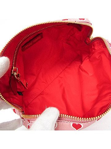 Miu Miu Pink Red Color White Nylon Pouch (view 2)