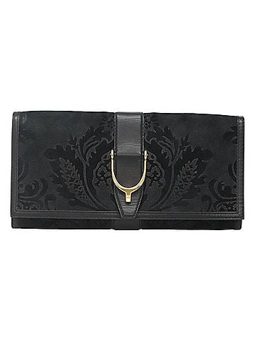 Gucci Stirrup Black Suede Clutch Bag (view 1)