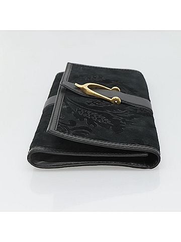 Gucci Stirrup Black Suede Clutch Bag (view 2)