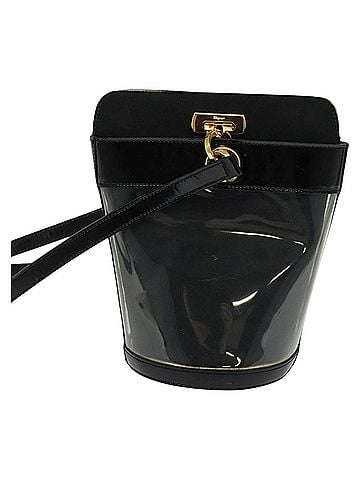 Salvatore Ferragamo Gancini Black Vinyl Clutch Bag (view 1)