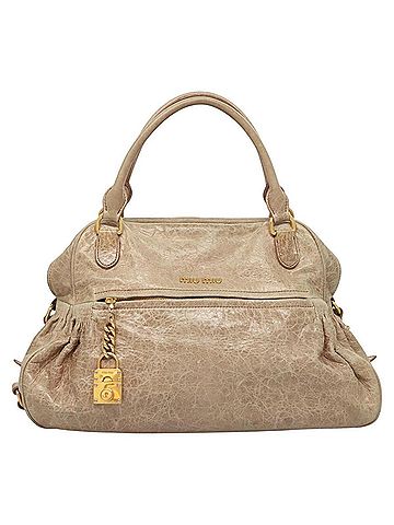 Miu Miu Vitello Beige Leather Handbag (view 1)