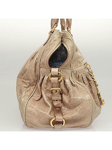 Miu Miu Vitello Beige Leather Handbag (view 2)