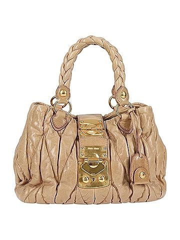 Miu Miu Coffer Beige Leather Handbag (view 1)