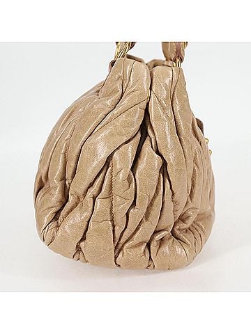 Miu Miu Coffer Beige Leather Handbag (view 2)