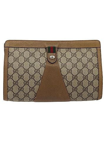 Gucci Ophidia Beige Canvas Clutch Bag (view 1)