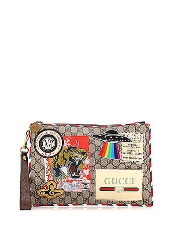 Gucci Courrier Pouch GG Coated Canvas with Applique (view 1)