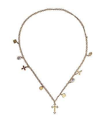 Dolce & Gabbana Basic Gold Tone Brass Chain Religious Cross Pendant Women's Necklace (view 1)