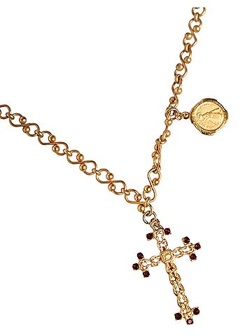 Dolce & Gabbana Basic Gold Tone Brass Chain Religious Cross Pendant Women's Necklace (view 2)