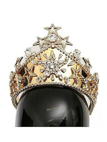 Dolce & Gabbana Basic Gold Crystal Star STRASS Crown Logo Tiara Women's Diadem (view 1)