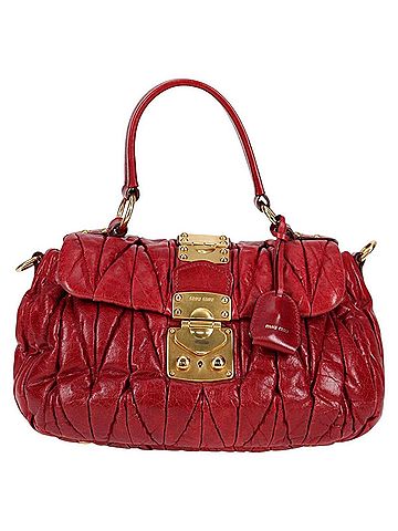 Miu Miu Matelassé Red Leather Handbag (view 1)