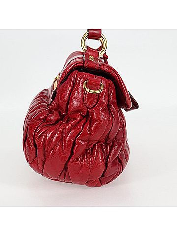 Miu Miu Matelassé Red Leather Handbag (view 2)